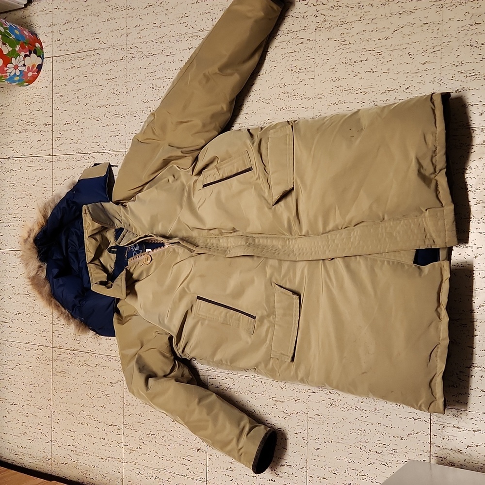 Canada Goose Snow Goose Beige Tan Down Filled Winter Overcoat Jacket Vintage 90s